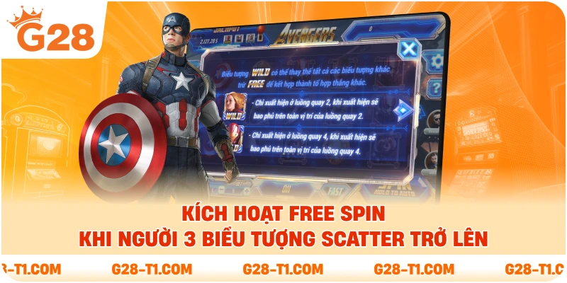 Kích hoạt Free Spin khi người 3 biểu tượng Scatter trở lên